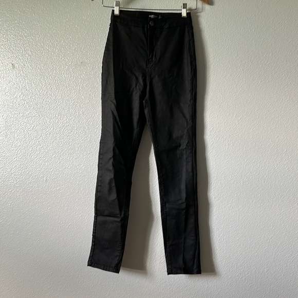 Nasty Gal 20% Recycled Coated Denim Disco Jeans - Picture 2 of 5